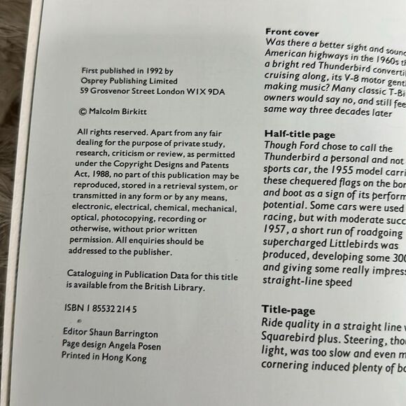 Ford T-Bird By Malcom Birkitt Osprey Automotive 128 Pages Filled With Photos - Picture 11 of 17